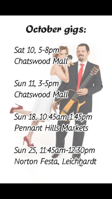 We never post when we’re performing, so for once we managed to let you know where to find us! 😅
#majazzterduo #nortonstreetitalianfesta #chatswood #jazzmusic #liveperformances